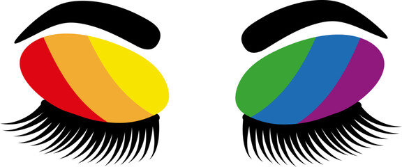 LGBT pride rainbow concept icon. Pride flag colors eyeshadow vector illustration isolated 