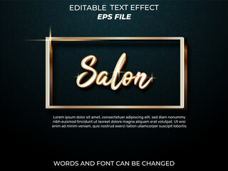 salon text effect, font editable, typography, 3d text. vector template