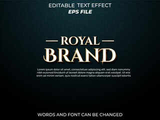 royal brand text effect, font editable, typography, 3d text. vector template