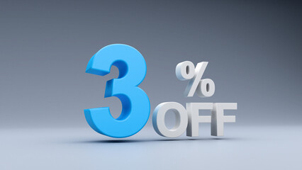 Percent Sale Text in 3D with White Background	