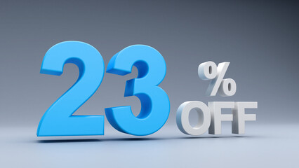 Percent Sale Text in 3D with White Background	