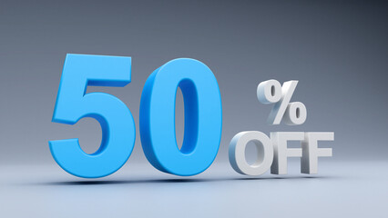 Percent Sale Text in 3D with White Background	