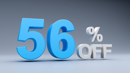 Percent Sale Text in 3D with White Background	