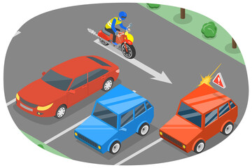 Naklejka premium 3D Isometric Flat Conceptual Illustration of Rear End Hit