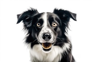 cute black and white dog staring directly at the viewer. Generative AI