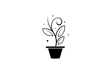 potted plant logo design template