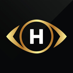 Fototapeta premium H Initial luxury gold Letter Type Logo Sign Symbol Icon Simple Elegance