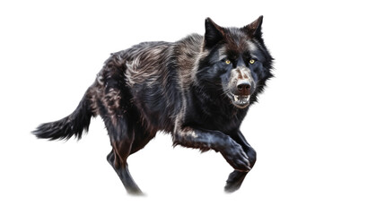Fototapeta premium a mesmerizing, Black Wolf, running in various positions, Nature-themed, photorealistic illustrations in a PNG, cutout, and isolated. Generative AI