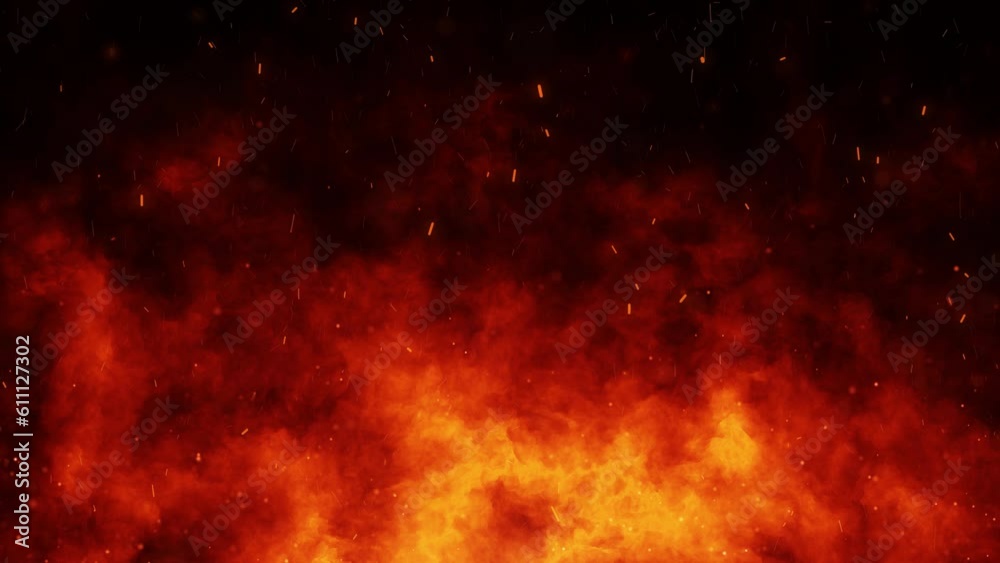 Canvas Prints fire and smoke effects with sparks loop animation background.