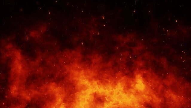 Fire and smoke effects with sparks loop animation background.