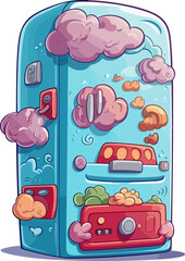Cartoon Refrigerator Design, Png, illustration, Generative AI