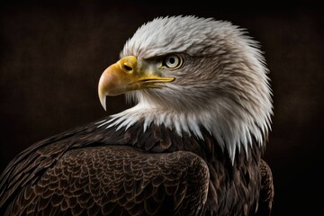 Obraz premium majestic bald eagle in close-up on a dark background. Generative AI