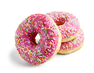 Sweet donuts on white background