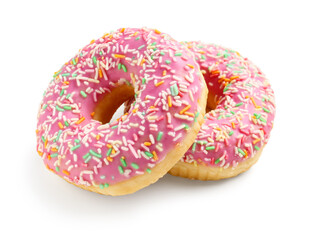 Sweet donuts on white background