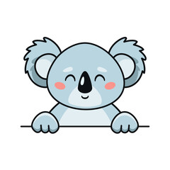 Cute smiling koala in cartoon style. Vector flat illustration