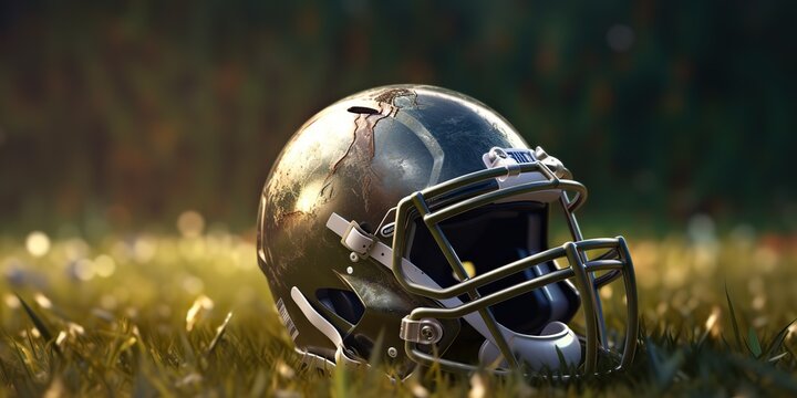 AI Generated. AI Generative. American football equipment uniform helmet safe protection. Stadium arena game sport match competition. Graphic Art