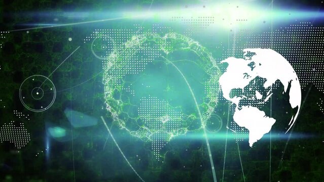Animation of globe and brain over network of connections and world map