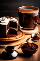 cup of coffee with cake, Generative AI