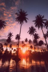 Obraz na płótnie Canvas Palm tropical background. Illustration AI Generative.