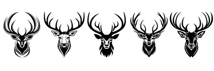 Dear silhouettes set, large pack of vector silhouette design, isolated white background