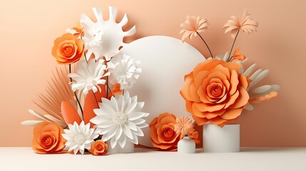 flowers on background 3D. Generative AI