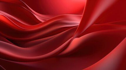 Naklejka na ściany i meble Abstract 3d background. Smooth red satin texture with pink overtones. Luxurious red satin drapery design. Generative Ai.