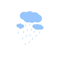 Cloud with rain drops simple cartoon vector illustration for kids, nature design element for seasonal summer decor, card, invitation, poster, environmental concept
