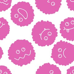 Cartoon fluffy monsters seamless spice aliens pattern for kids clothes print and wrapping paper and fabrics