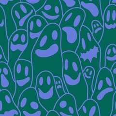 Halloween ghost seamless pattern for wrapping paper and linens and fabrics and kids clothes print