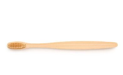 Bamboo toothbrush on white background