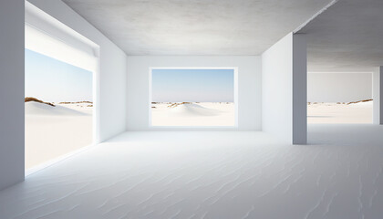 Fototapeta na wymiar Large spacious white empty interior