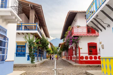 Foto op Canvas village in the mountains of colombia with traditional colonial houses of different colors, village with spanish roots © Rafael Prendes