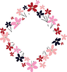 Creative vibrant floral frame, bright frame with wildflowers in juicy colors.