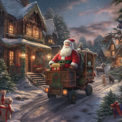 Christmas, Santa Claus distributes gifts, a place to meet and shop for Christmas.