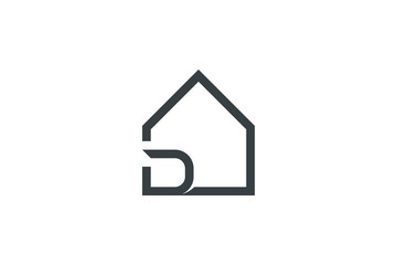 Fototapeta na wymiar House logo design idea with letter D concept