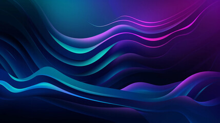 Obraz premium Abstract purple and blue liquid wavy shapes futuristic banner. Glowing retro waves vector background