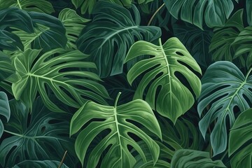 Close-Up View of a Lush Green Plant with Large Leaves. Generative AI