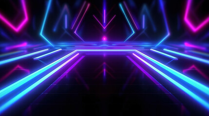 Fototapeta na wymiar Hypnotic electric cyber geometry. Abstract futuristic background with glowing neon lines elements. Fantastic cyber games abstract wallpaper. Neon bright technology colorful backgrounds. Generative Ai.