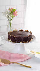 chocolate cake with cream and chocolate