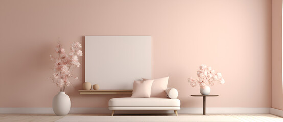 3d render image of a large, white, and neutral room. Generative AI.