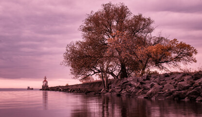 sunset over the river