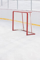 Obraz premium Hockey nets on outdoor skating rink.