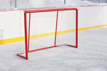 Obraz premium Hockey nets on outdoor skating rink.