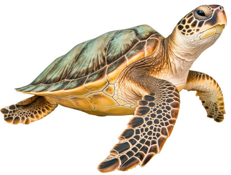 Green sea turtle isolated on a white background, generative AI