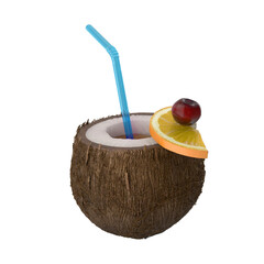 coconut cocktail isolated on transparent background