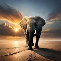 Fototapeta na wymiar ILLUSTRATION AFRICAN ELEPHANT, THE MOST MAJESTIC ANIMAL IN THE WORLD.