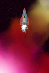 Cartoon Rocket in space.
