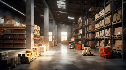 Obraz premium Large warehouse full of cargo.
