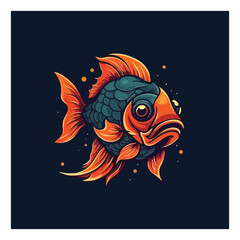 Mascot logo in the shape of a goldfish for a fish food products company
