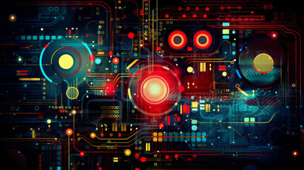 Obraz premium A computer circuit board with colorful LED lights. Generative ai